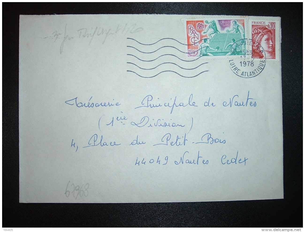 L. TP FFTT 1,10 + SABINE 0,10 OBL.MEC.17-5 1978 44 NANTES RP LOIRE ATLANTIQUE 3EME JOUR TARIF URGENT 1,20 - Tarifs Postaux