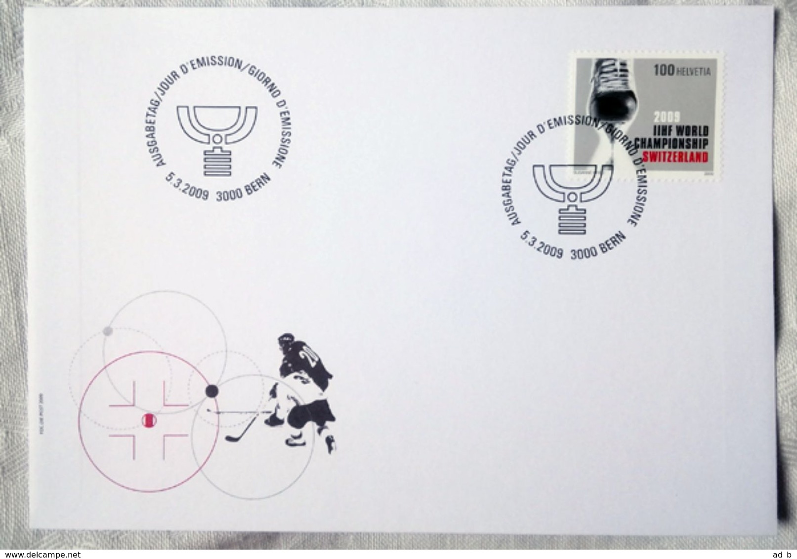 Switzerland 2009. MiNr. 2098. 2009 World Ice Hockey Championship. FDC - Hockey (su Ghiaccio)