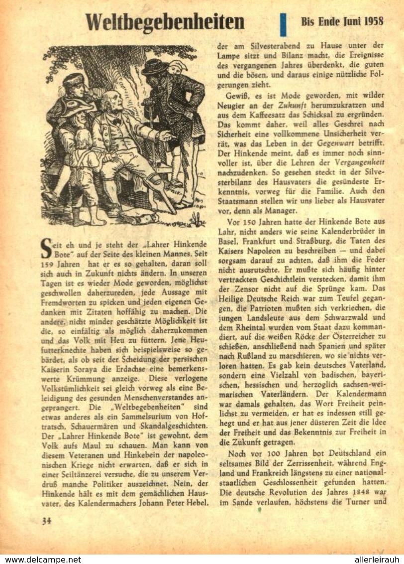 Weltbegebenheiten Bis Ende Juni 1958 /Artikel, Entnommen Aus Kalender /1959 - Bücherpakete