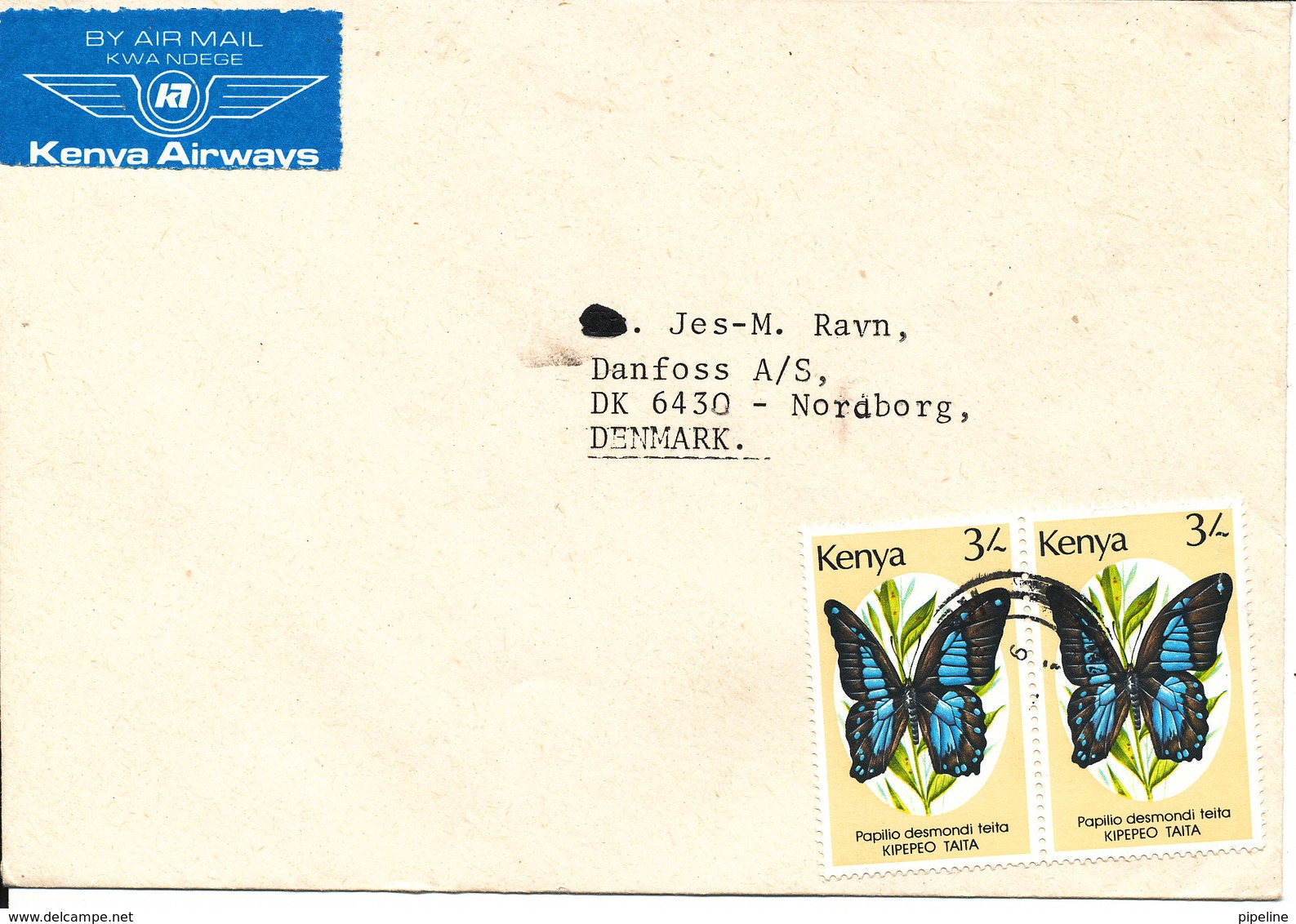 Kenya Cover Sent Air Mail To Denmark With BUTTERFLY Stamps - Kenya (1963-...)