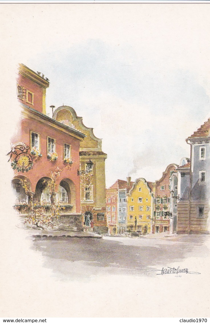 CARTOLINA - POSTCARD - AUSTRIA - SCHARDING - BLICK VOM OBEREN ZUM UNTEREN STADTPLATZ - Schärding