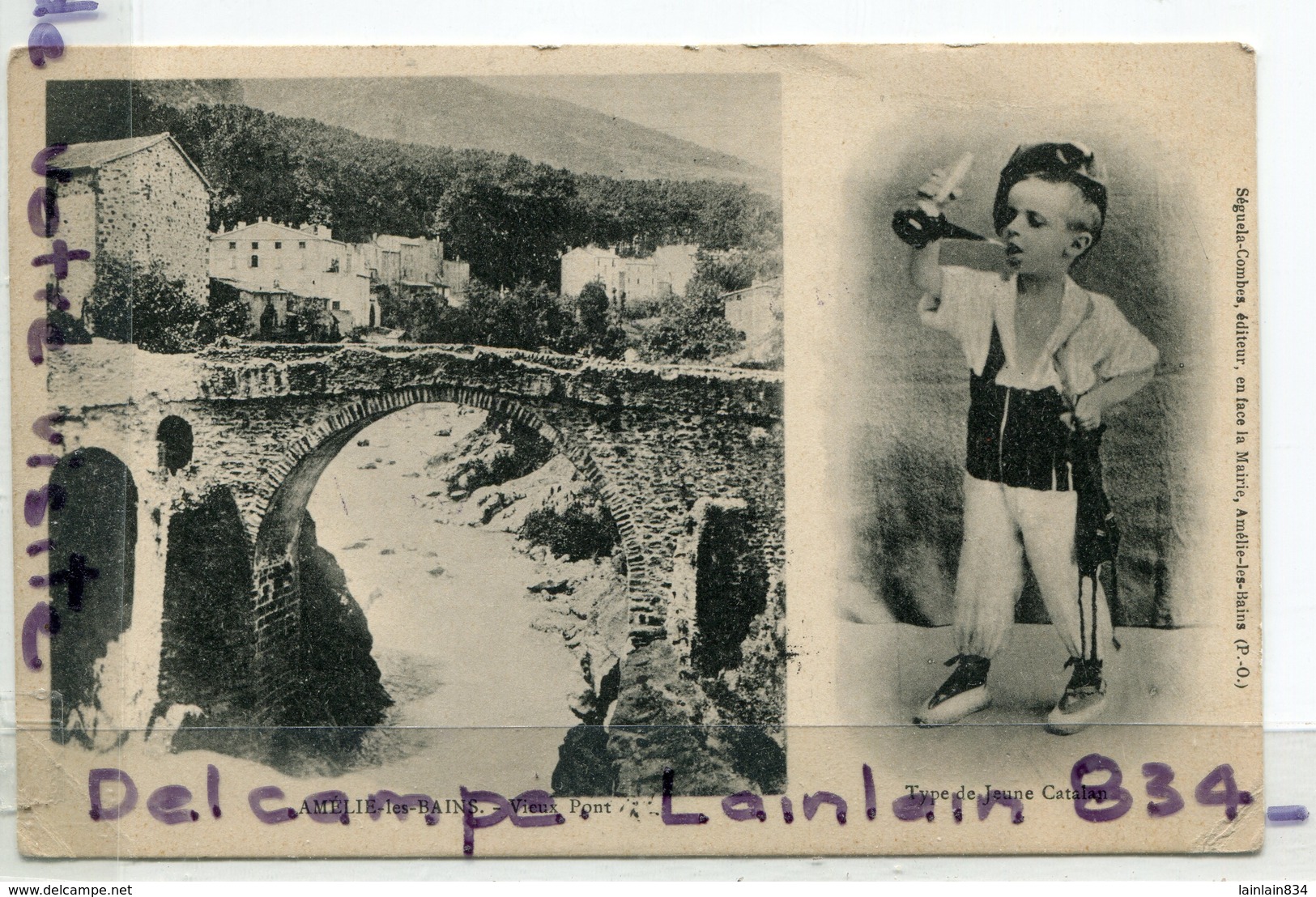 - AMELIE-les-BAINS - Vieux Pont,  Type De Jeune Catalan, 2 Vues, écrite, 1903, Peu Courante, TBE, Scans. - Autres & Non Classés