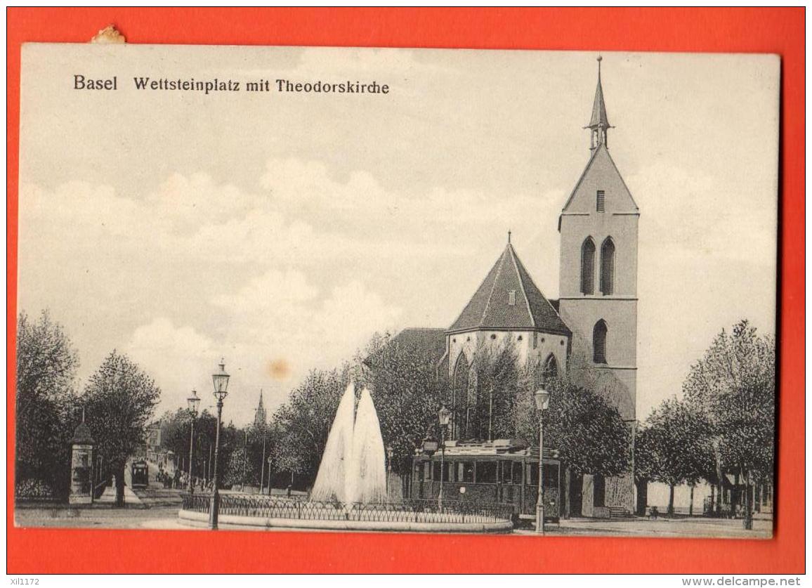 GBV-16  Basel Wettsteinplaz Mit Theodorskirche. Gelaufen In 1910 - Bâle