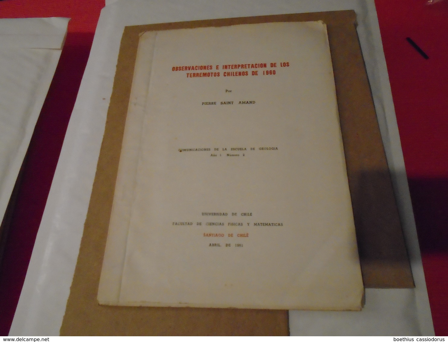 Géologie : INTERPRETACION DE LOS TERREMOTOS CHILENOS DE 1960  PIERRE DE SAINT AMAND Comunicaciones Escuala Geologia - Culture