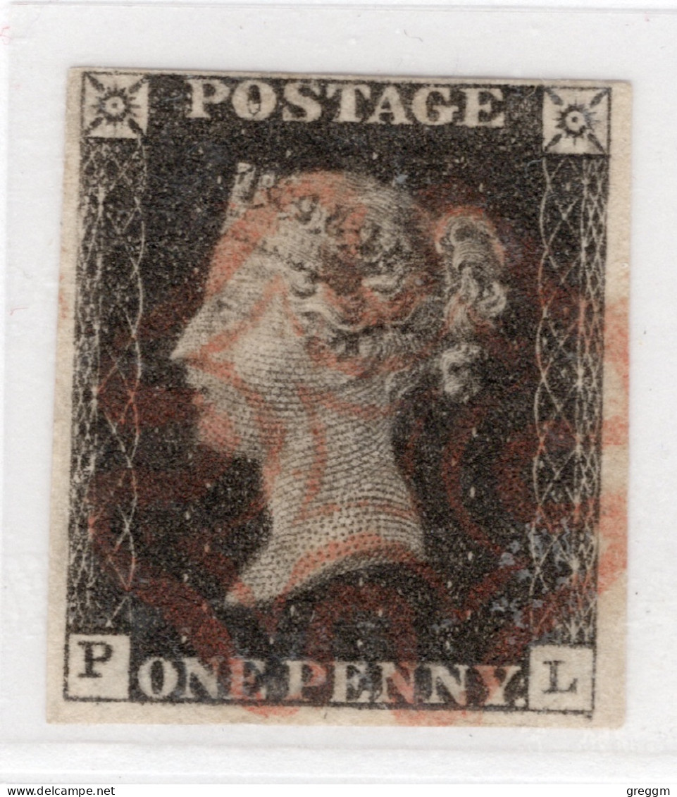 GB Queen Victoria 1840 Four Margin Penny Black.  This Stamp Is In Very Fine Used Condition. - Oblitérés