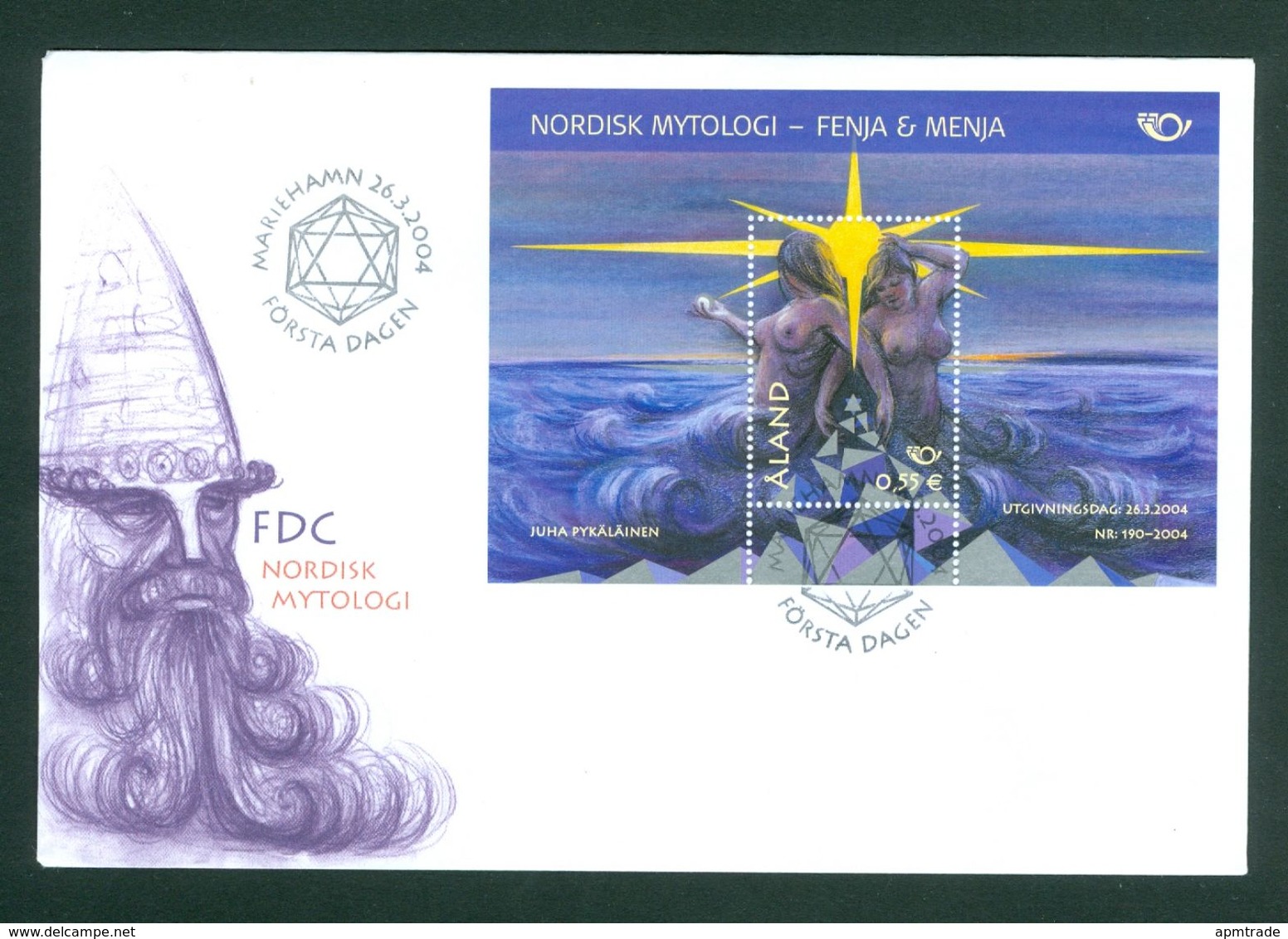 Aland. FDC 2004. Souvenir Sheet. Nordic Mythology . Scott# 247 - Aland