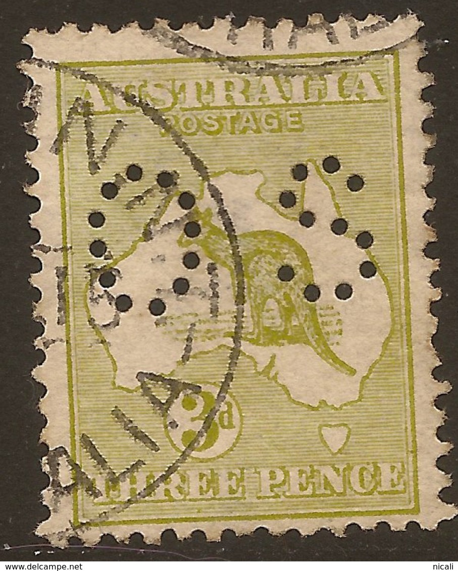 AUSTRALIA 1914 3d Roo Small OS SG O20 U #AIO373 - Service