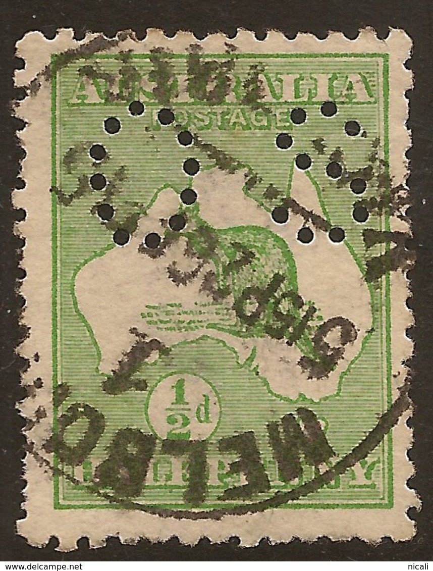 AUSTRALIA 1914 1/2d Roo Small OS SG O16 U #AIO371 - Service