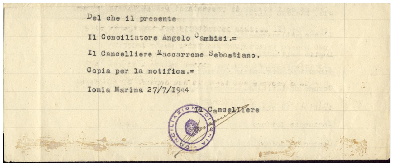 1944-Sicilia AMG OT Piego Municipale Raccomandato Da Ionia Catania Affrancata Singolo+coppia 50c. - Occup. Anglo-americana: Sicilia