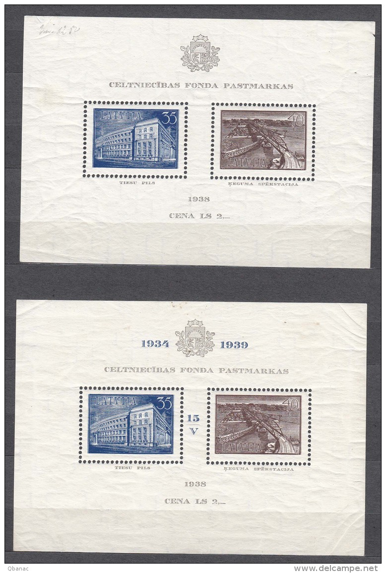 Latvia Lettland 1938 And 1939 Mi#Block 1 And 2, Mint Hinged - Lettonia