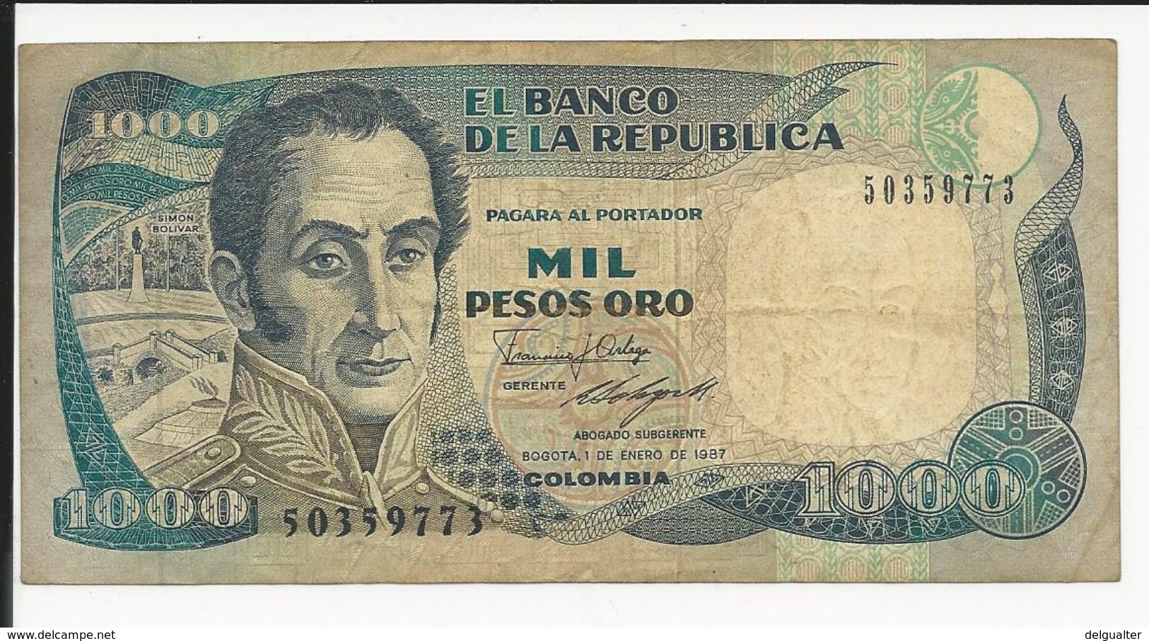 Colombia 1000 Pesos 1987 - Colombia