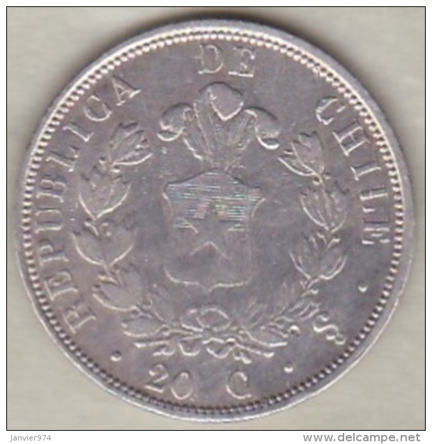 Chili . 20 Centavos 1861. Argent.  KM# 125a - Cile