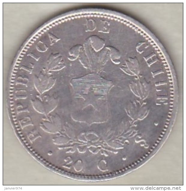 Chili . 20 Centavos 1861. Argent.  KM# 125a - Chile