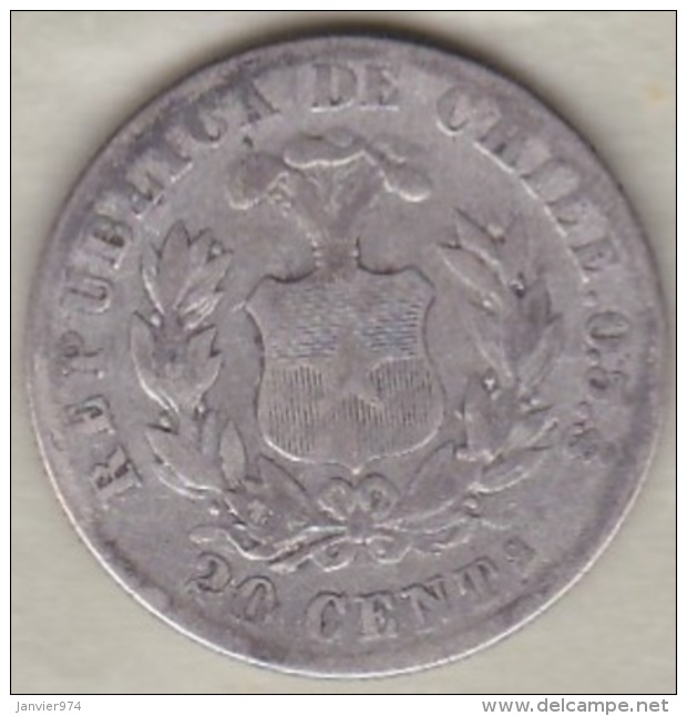 Chili . 20 Centavos 1881. Argent.  KM# 138.2 - Chili