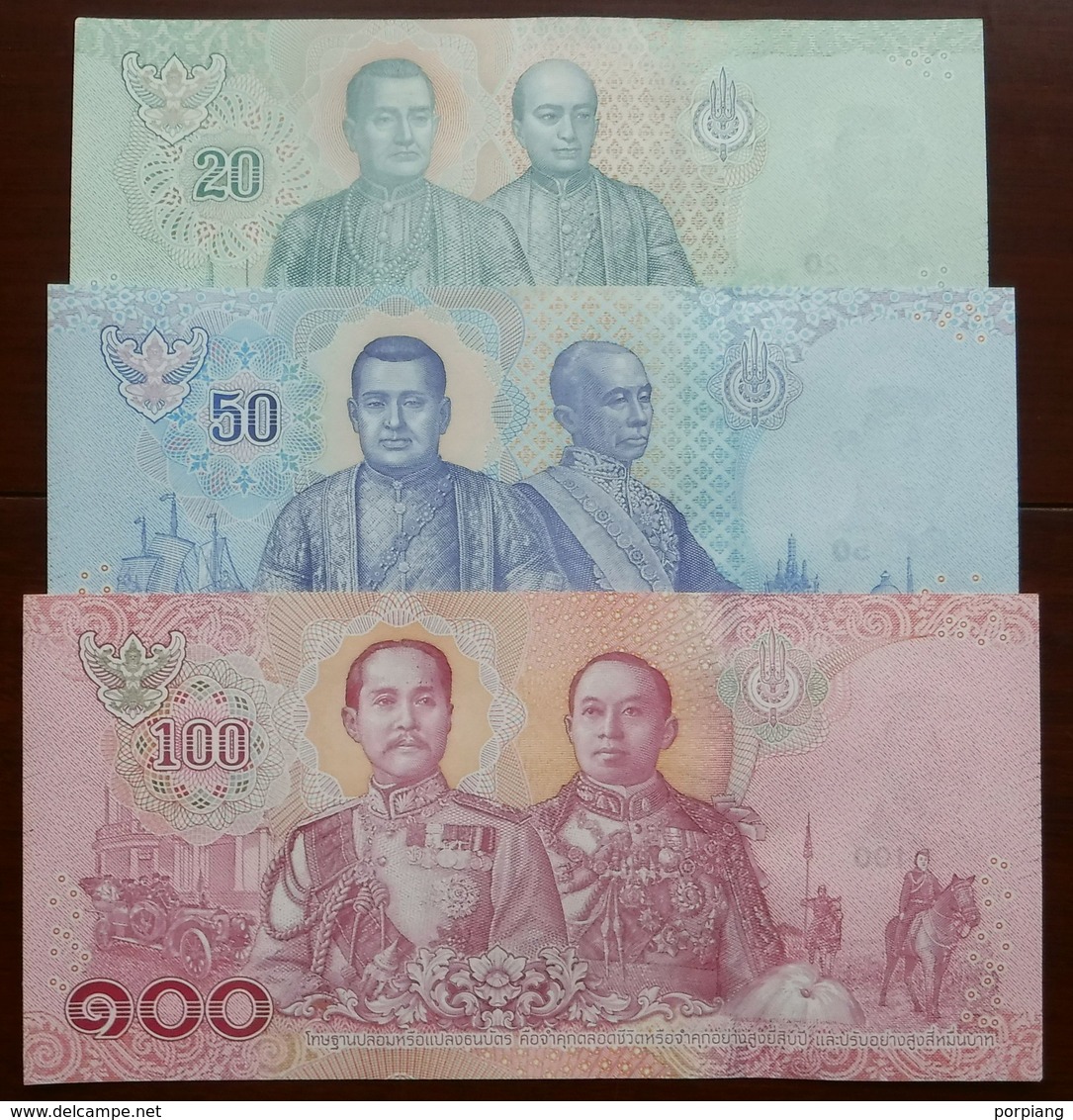 20, 50 Und 100 Baht Serie 17 Rama X. Thailand 6.4.2018 UNC - Thailand