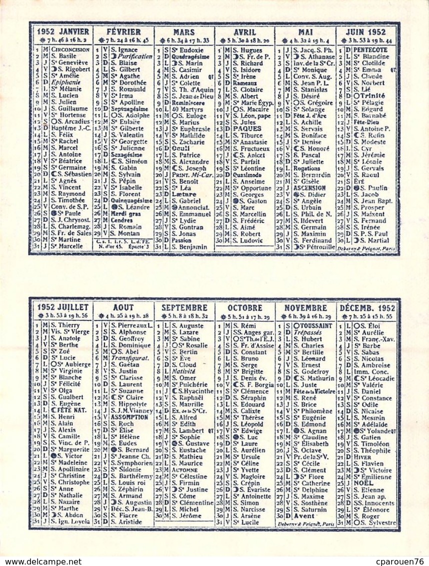 Calendrier Dépliant 1952 Publicté Aux Américains Trouville - Petit Format : 1941-60