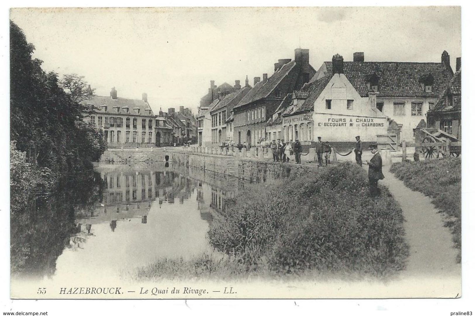 CPA - HAZEBROUCK, QUAI DU RIVAGE - Nord 59 - Animée, Etab. E. Becquart, Charbon, Four à Chaux - Hazebrouck