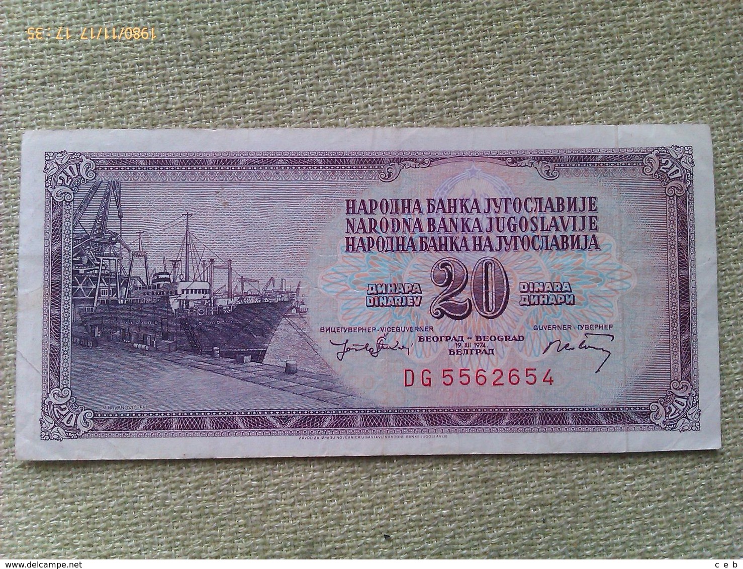 Billete Yugoslavia. 20 Dinares. 1974. Muy Buena Conservación - Jugoslawien