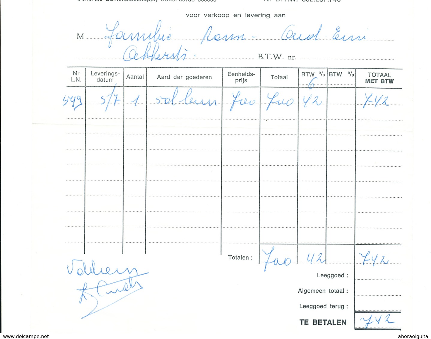 BRASSERIE -  Facture 1972 + Note 1957 Brouwerij Cnudde à EINE  --  26/351 - Alimentos