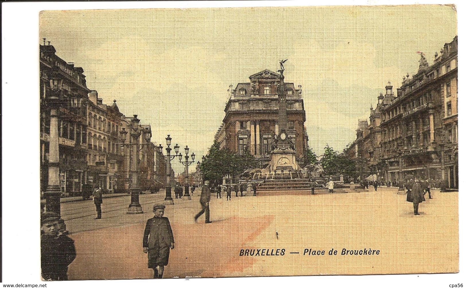 Carte Ancienne Genre Toilé - BRUXELLES Place De Brouckère (vers 1908) VENTE DIRECTE X - Avenues, Boulevards