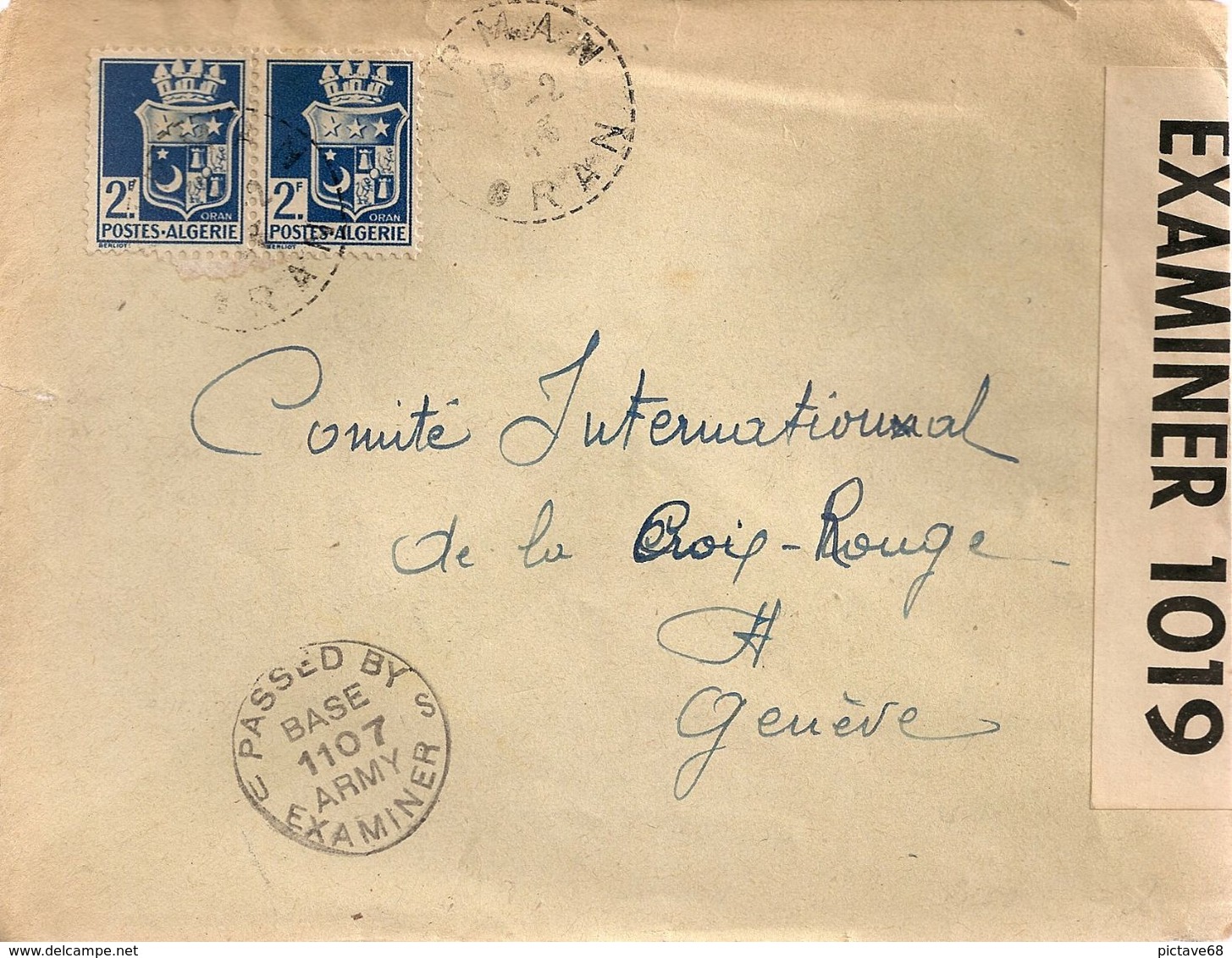 Marcophil5-ENVELOPPE EN PROVENANCE D'ORAN ALGERIE A DESTINATION DE GENEVE DE 1945 AVEC CENSURE - Guerre De 1939-45