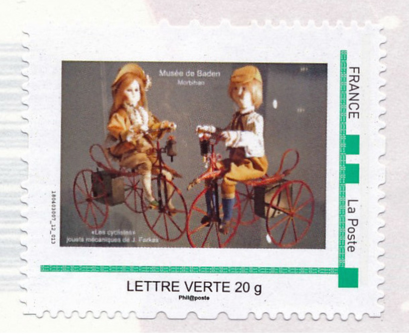 CYCLISTES - Timbre Adhésif - Automate - Jouet Mécanique De Jean Farkas + 1 Carte Postale Automate Cycliste - Autres & Non Classés