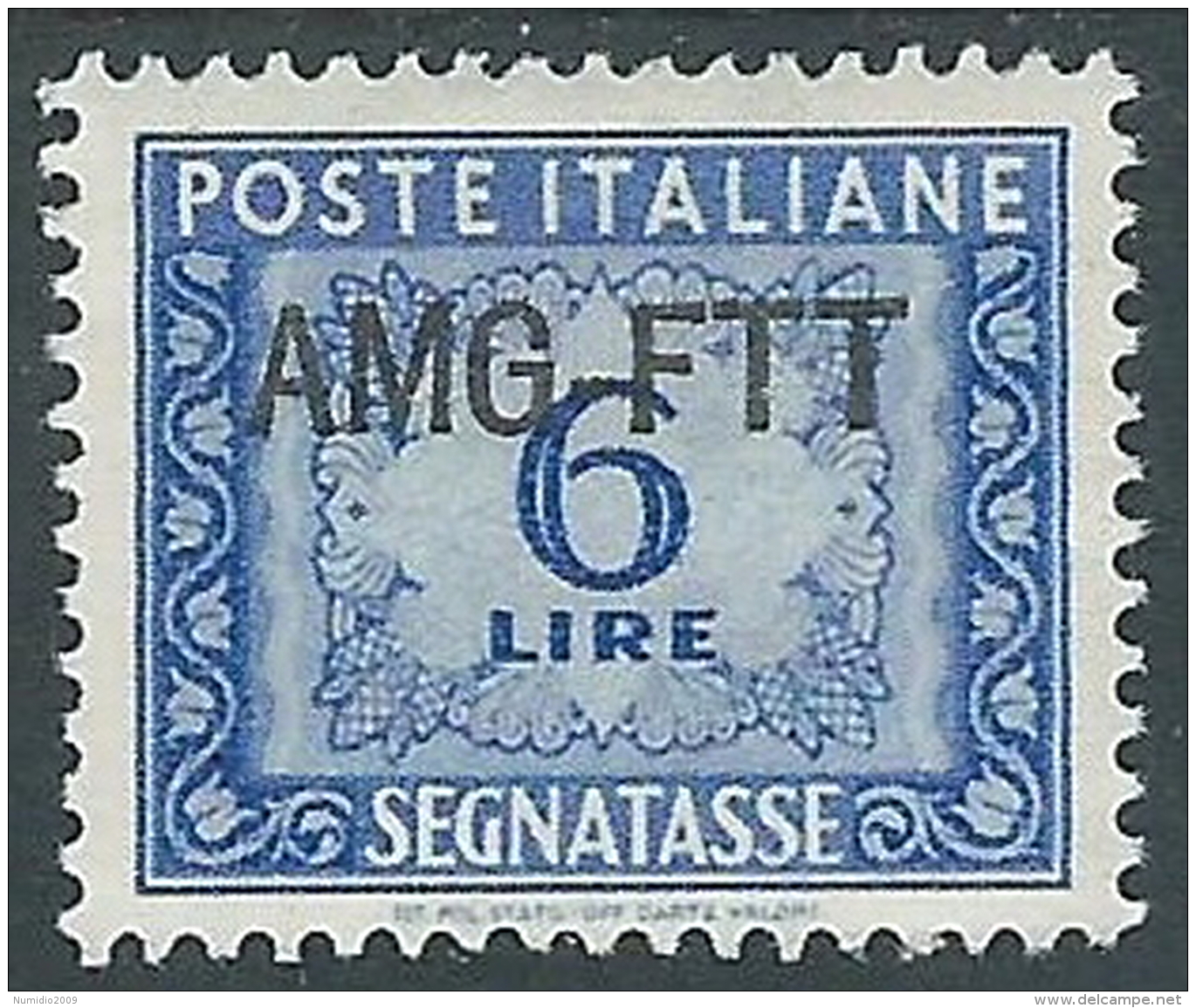 1949-54 TRIESTE A SEGNATASSE 6 LIRE MH * - W6-6 - Portomarken