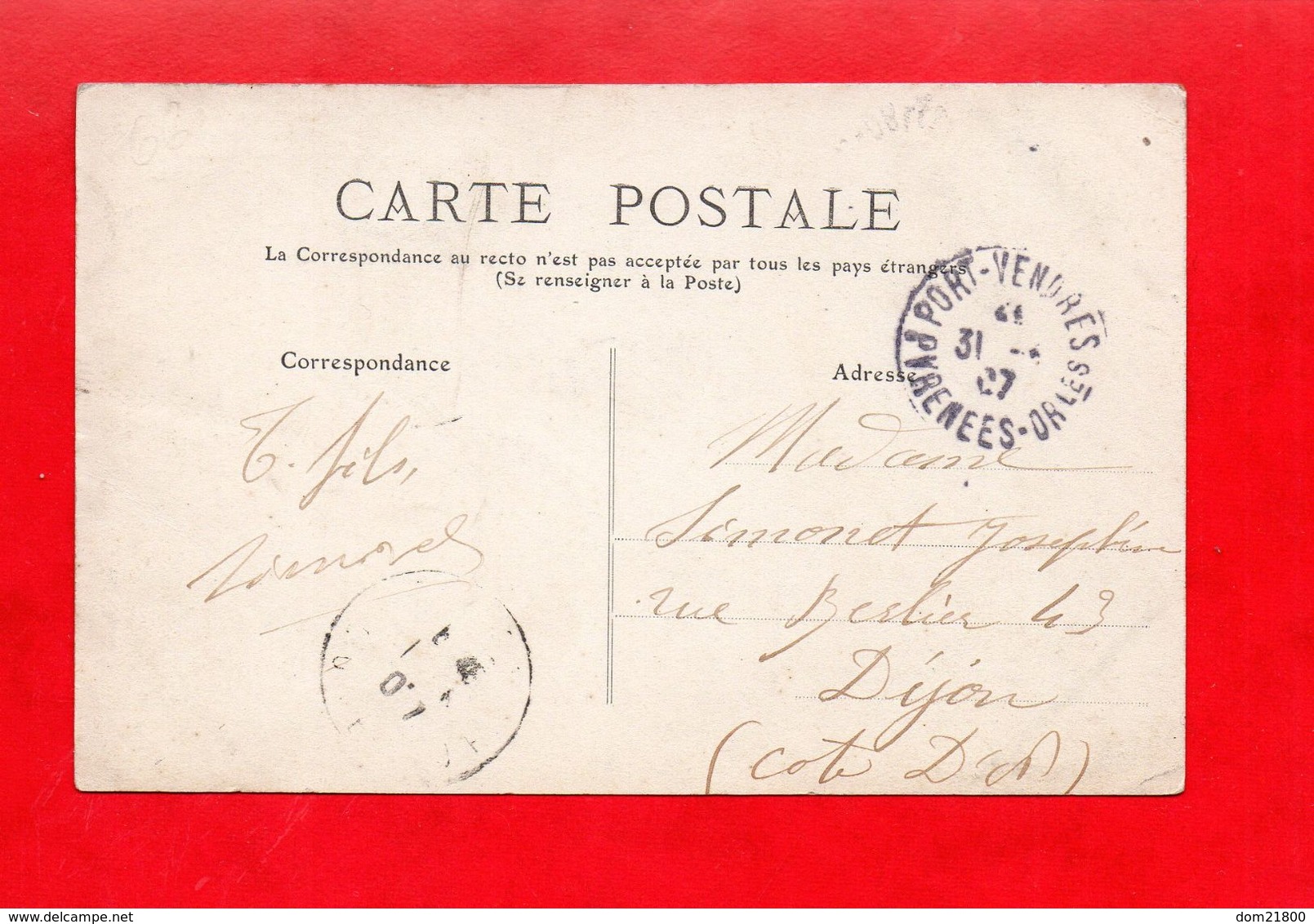 66 - Port Vendres  : Le Quai De La Santé, Cpa écrite En 1907 - Port Vendres