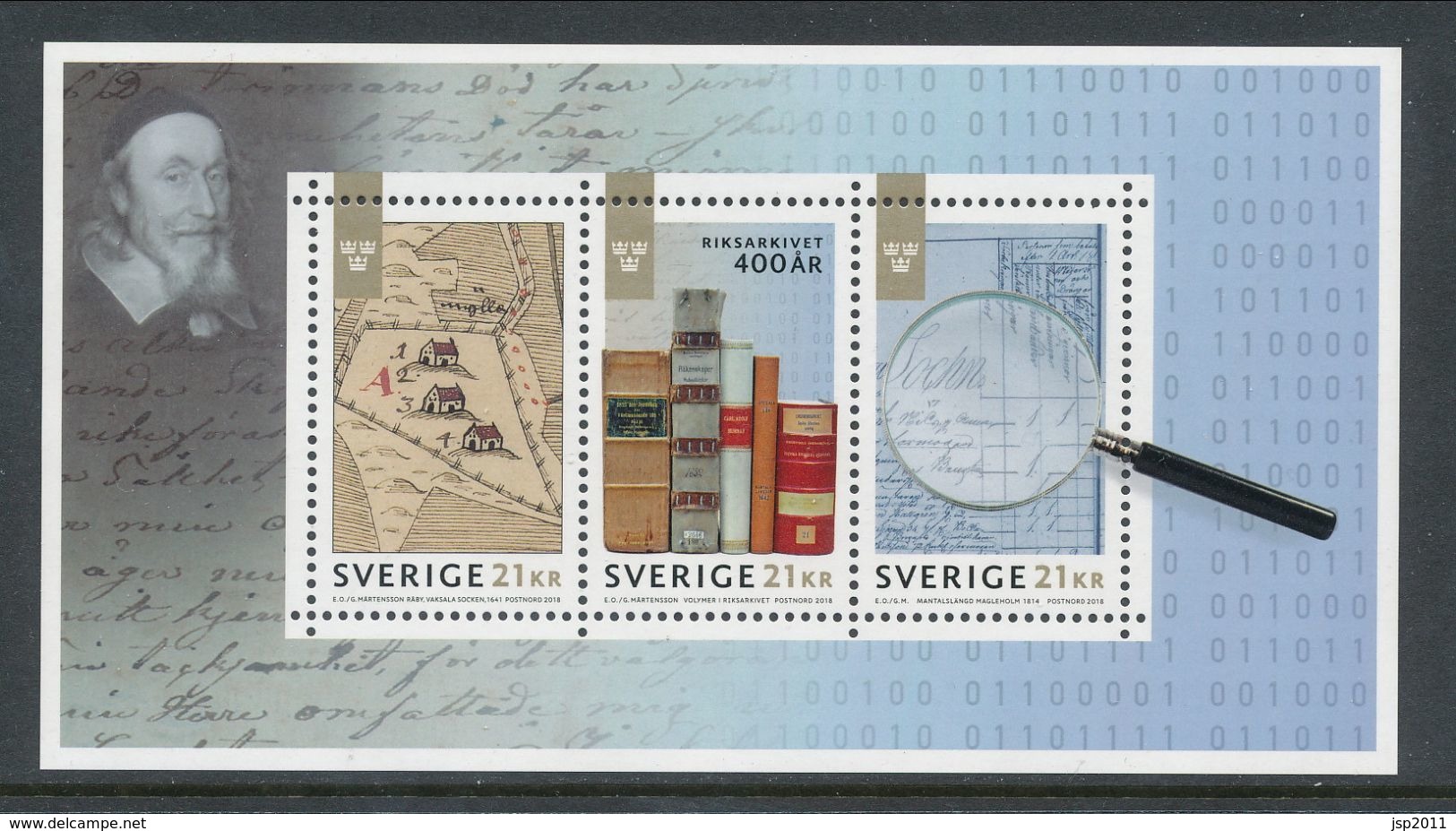 Sweden 2018. Facit # 3222-3224 (BL48 ). Riksarkivet 400 Years, . See Picture. MNH (**) - Unused Stamps