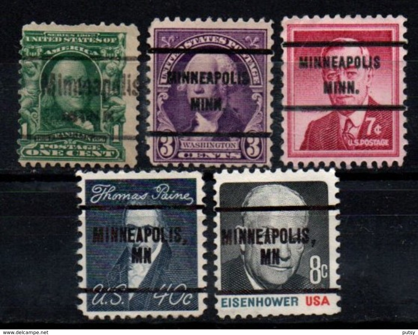 USA Precancel Vorausentwertung Preo, Locals "MINNEAPOLIS" (MINN) 5 Différents. - Preobliterati