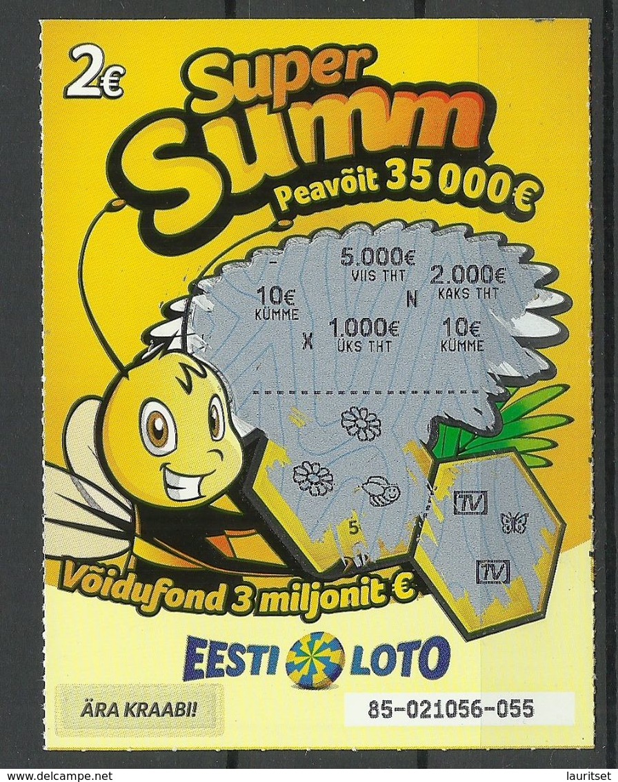 ESTLAND Estonia Estonie Lotto Lottery Ticket Bee Biene - Lotterielose