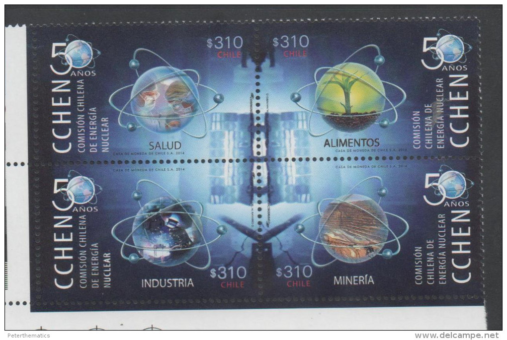 CHILE , 2014, MNH, NUCLEAR ENERGY, 50 YEARS OF NUCLEAR ENERGY COMMISSION, 4v - Unclassified