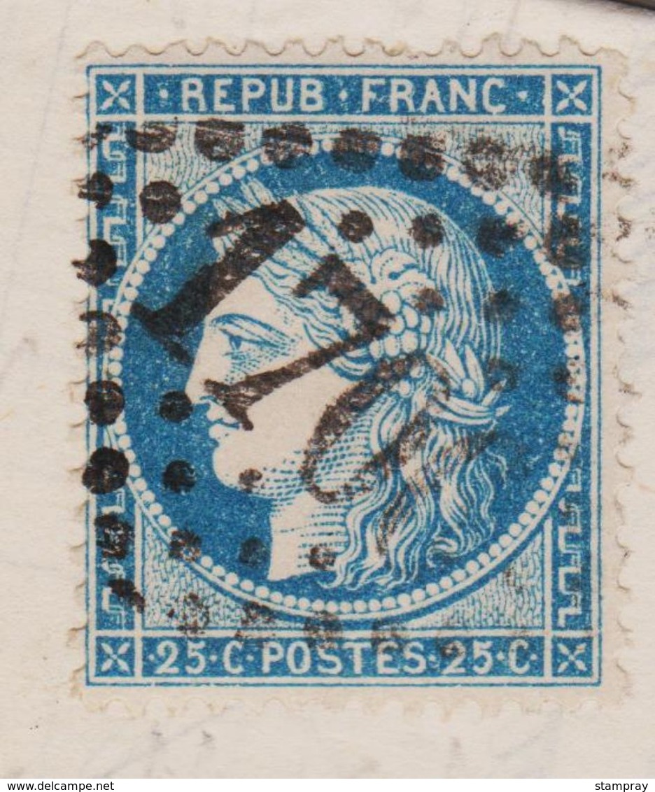 Cérès N° 60 A Position 133 D1 1er état Début De Tirage GC 1706 Granville Sur Lettre 2 Scans - 1871-1875 Cérès