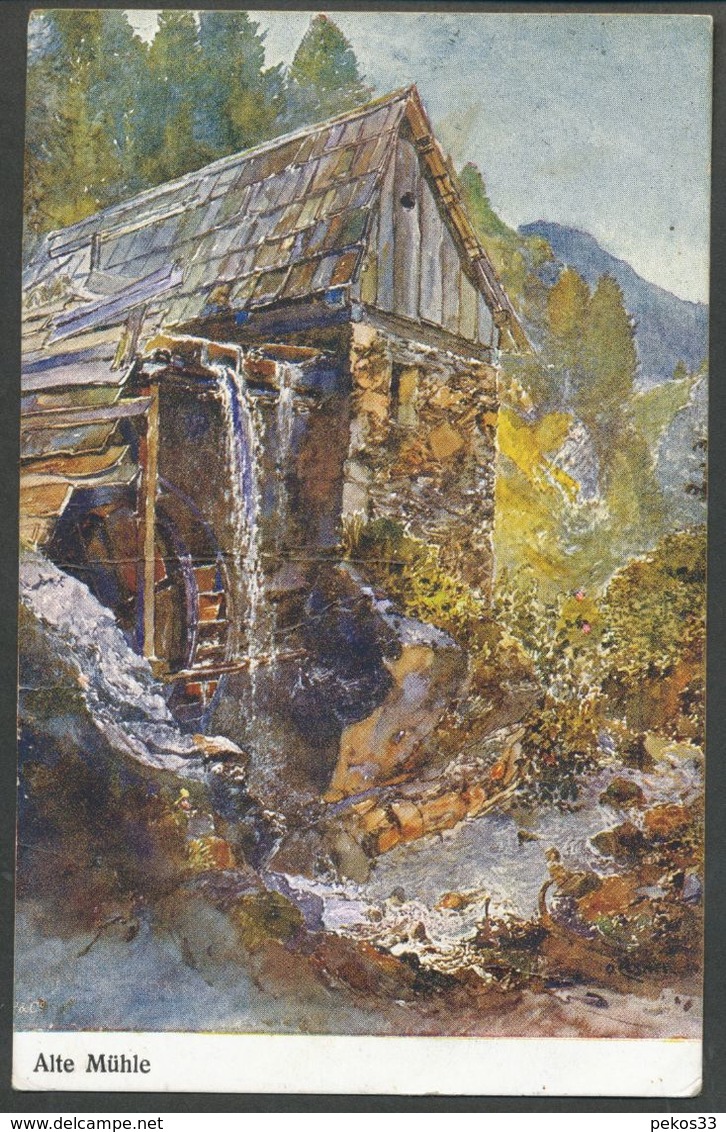 Ansichtskarte   - Alte Mühle  1915 - Wassermühlen