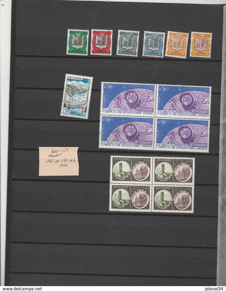 Andorre Lot 15 Timbres Tous états  Dont Yvert 165 Et 171 X 4 Neufs Sans Charnière - Colecciones