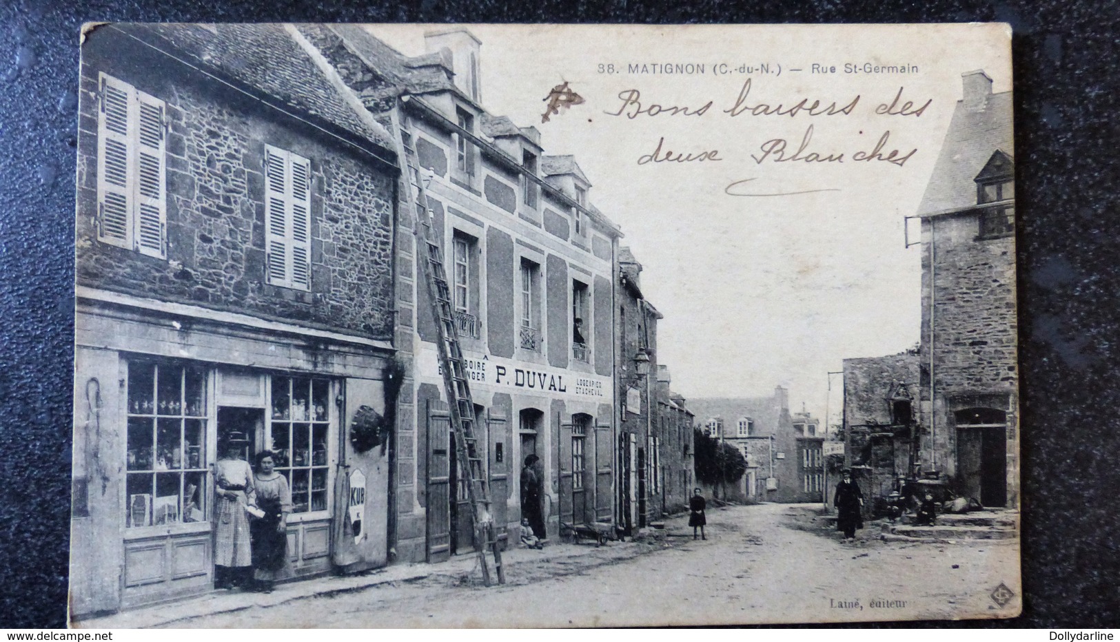 CPA 22 Cotes D'Armor MATIGNON RUE SAINT GERMAIN Commerces En Premier Plan  Animée Ecrite 1916 - Otros & Sin Clasificación