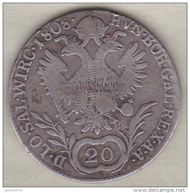 Autriche. 20 Kreuzer 1808 B (Kremnitz) Franz I. Argent. KM# 2141 - Autriche