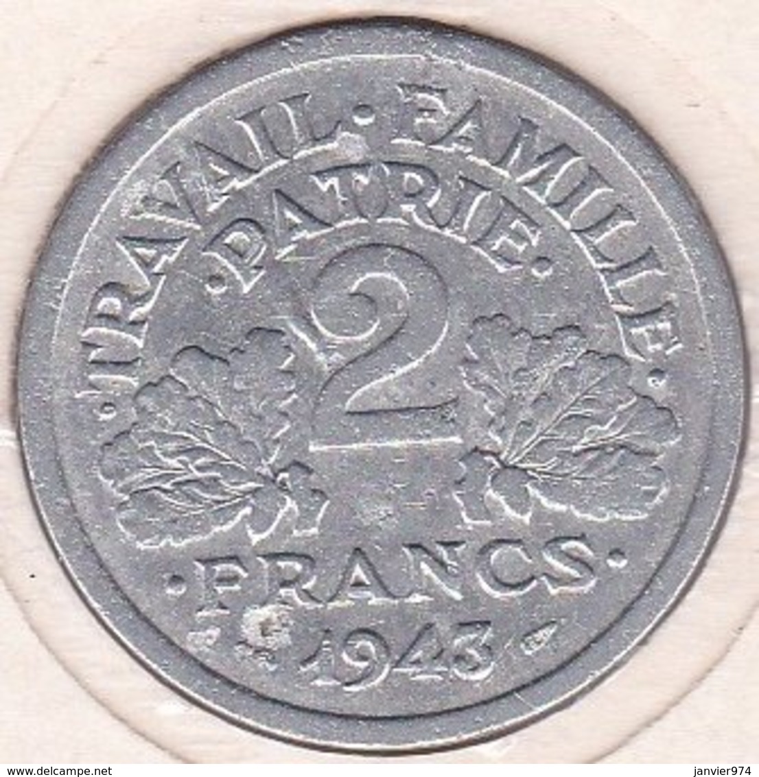 État Français 2 Francs Bazor 1943 B Beaumont Le Roger, Gadoury 536 En Aluminium - Autres & Non Classés