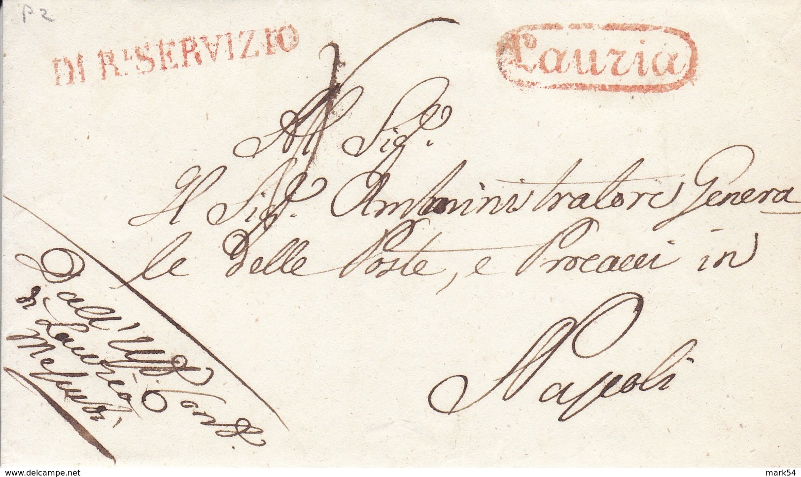 Prefilatelica - Regno Di Napoli - Lauria Ovale Rosso - Senza Testo - 1. ...-1850 Prefilatelia
