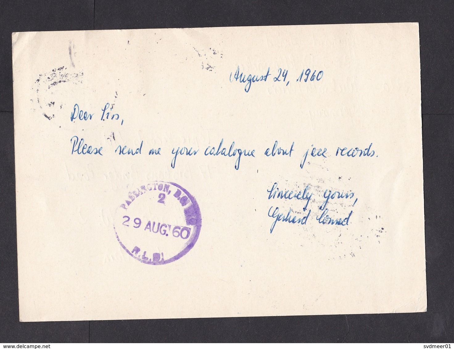 Germany: Stationery Postcard To UK, 1960, Extra Stamp, Returned, Retour Cancel, Gone Away, Paddington (traces Of Use) - Brieven En Documenten