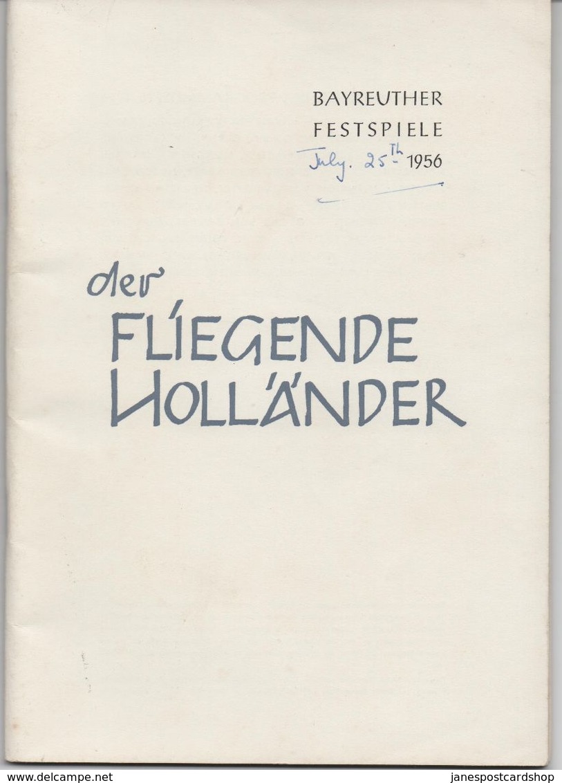 BAYREUTHER FESTSPIELE 1956 DER FLIEGENDE HOLLANDER - Good Adverts - Theater & Dans