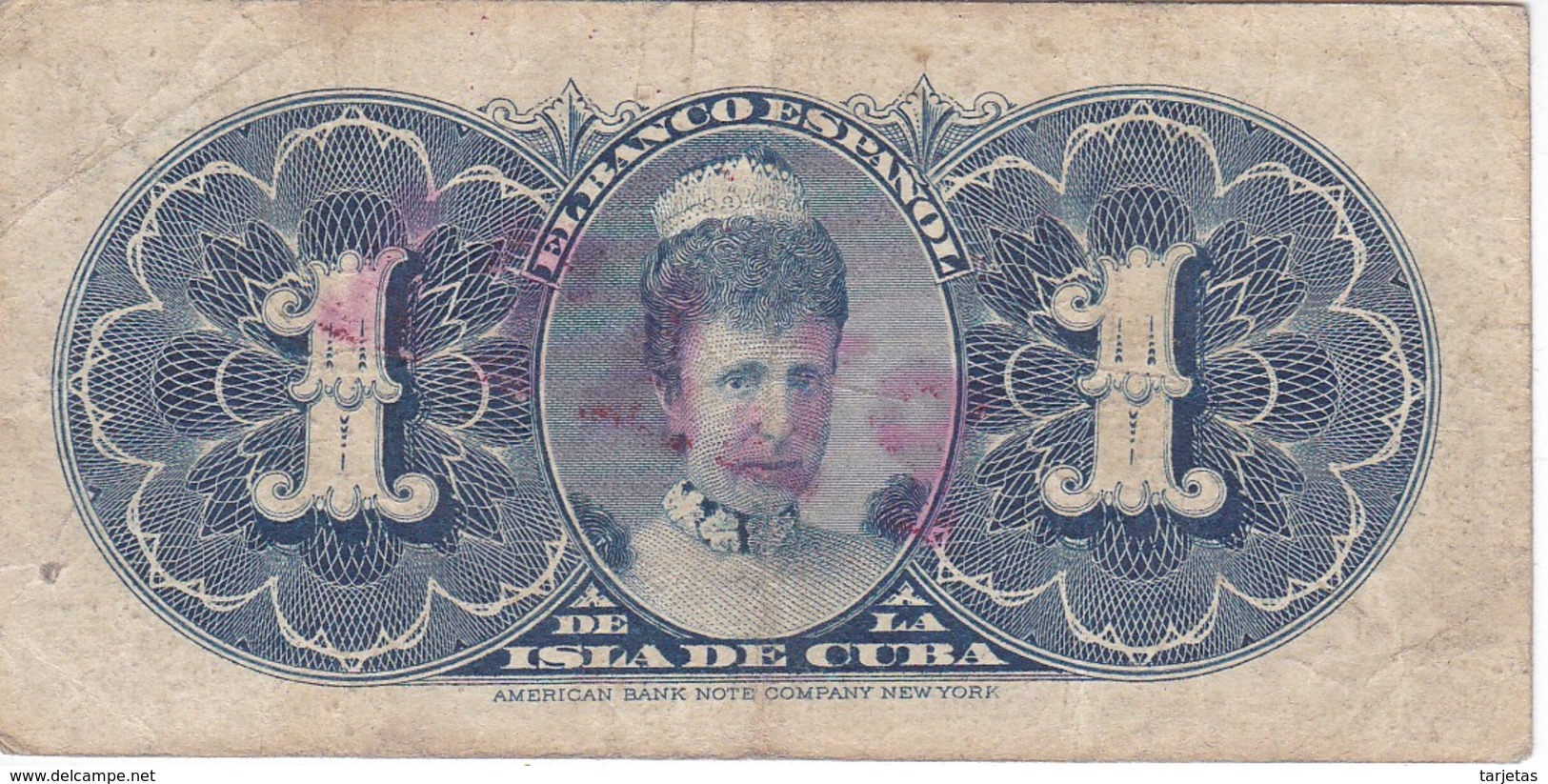 BILLETE DEL BANCO ESPAÑOL EN CUBA DE 1 PESO PLATA DEL AÑO 1896  (BANKNOTE) - Otros & Sin Clasificación