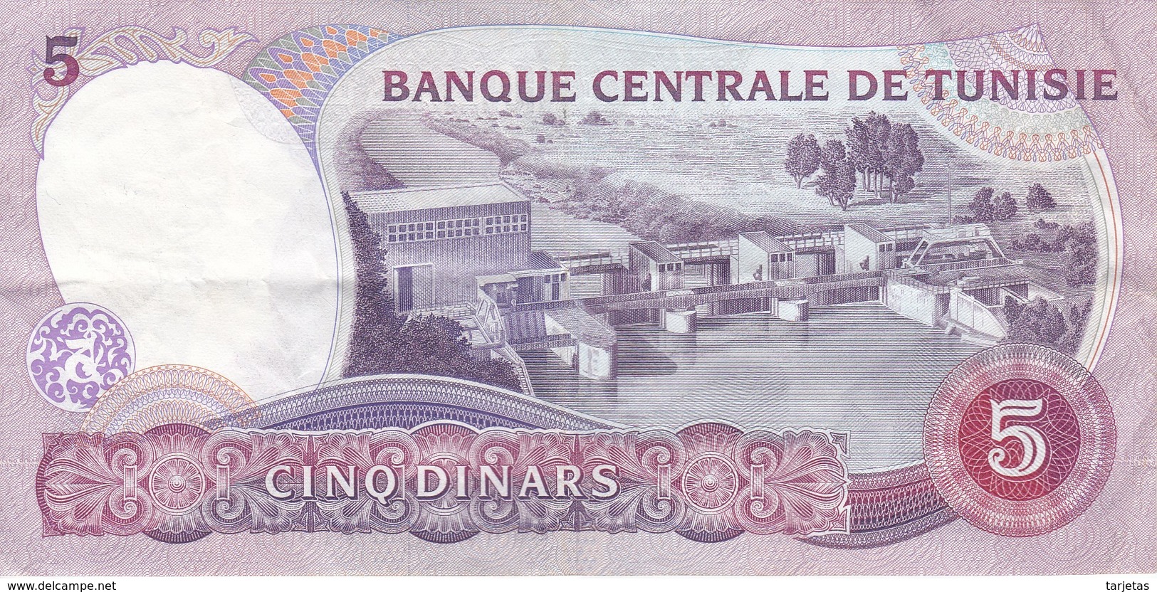 BILLETE DE TUNEZ DE 5 DINARS DEL AÑO 1983 (BANK NOTE) - Tunesien