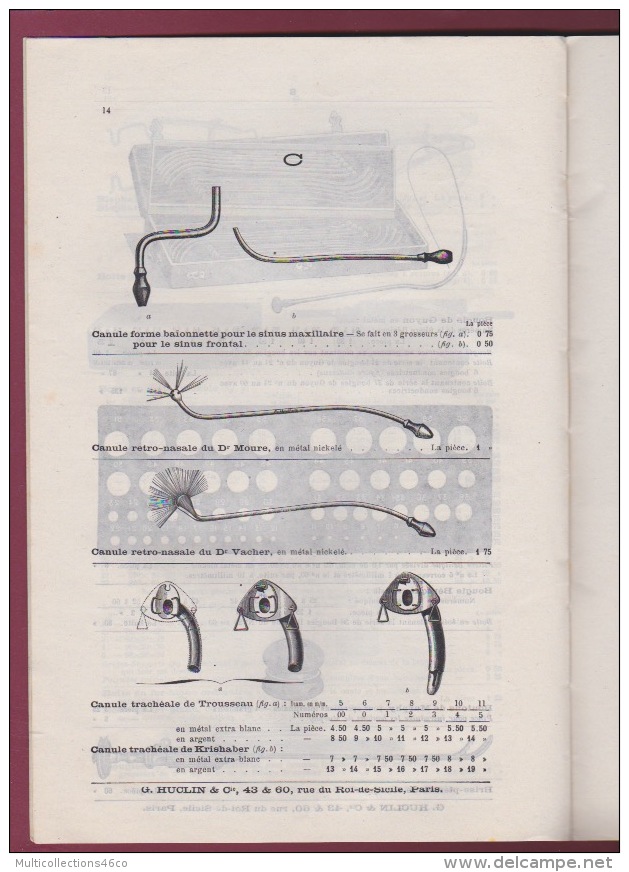 080218A MEDECINE - CATALOGUE Illustré G HUCLIN  1909 Instruments De CHIRURGIE Planche De Matériels - Matériel Médical & Dentaire