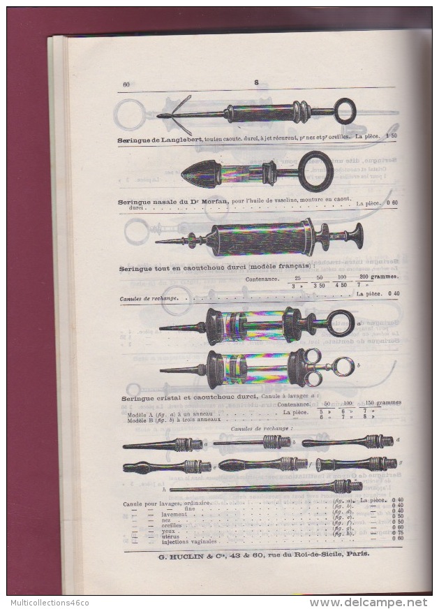 080218A MEDECINE - CATALOGUE Illustré G HUCLIN  1909 Instruments De CHIRURGIE Planche De Matériels - Matériel Médical & Dentaire