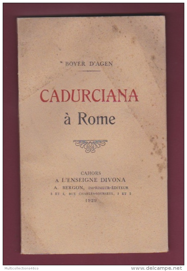 080218A REGIONALISME - 1929 CADURCIANA à Rome - BOYER D'AGEN L'enseigne DIVONA - Midi-Pyrénées