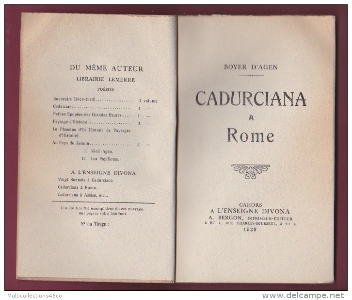 080218A REGIONALISME - 1929 CADURCIANA à Rome - BOYER D'AGEN L'enseigne DIVONA - Midi-Pyrénées