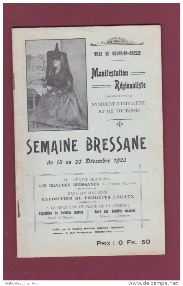 080218A REGIONALISME Ville De BOURG EN BRESSE 1923 - SEMAINE BRESSANE ébaudes - Folklore - Rhône-Alpes