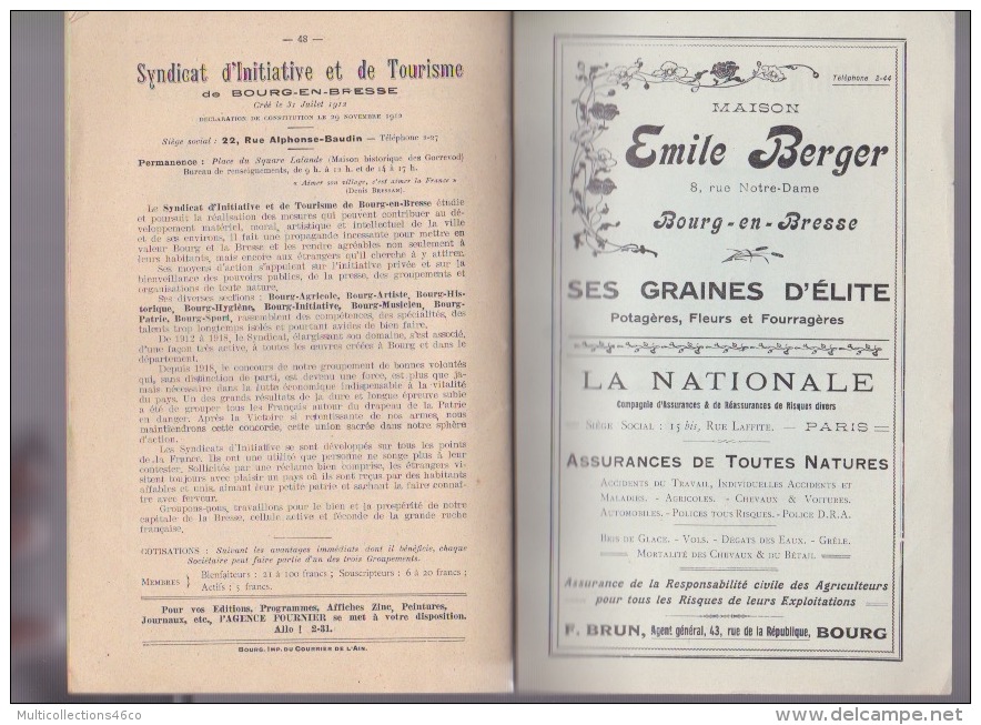 080218A REGIONALISME Ville De BOURG EN BRESSE 1923 - SEMAINE BRESSANE ébaudes - Folklore - Rhône-Alpes