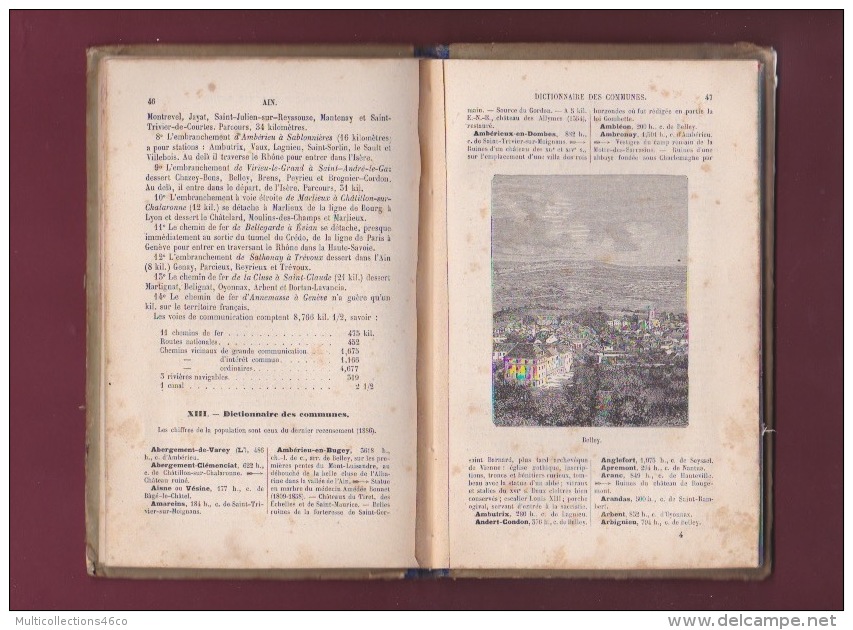 080218A REGIONALISME - 1890 Géographie De L'AIN Gravures Et Carte - Adolphe JOANNE - Rhône-Alpes
